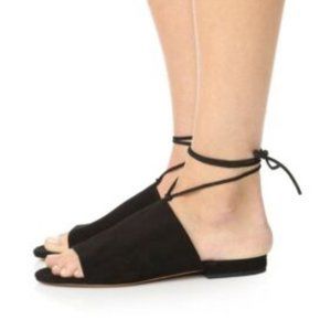 Vince Damon Black Italian Leather Ankle Tie Sandal Size 9